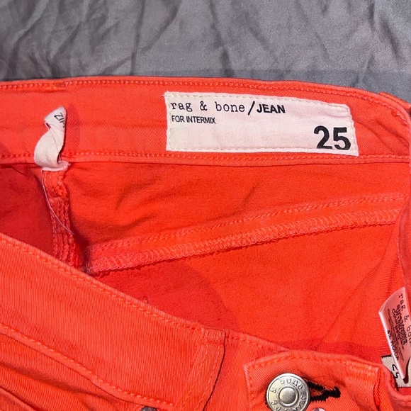 Sz 25 Rag & Bone for Intermix Capri Jeans Pants Bright Orange Zipper at Ankles - Picture 7 of 7